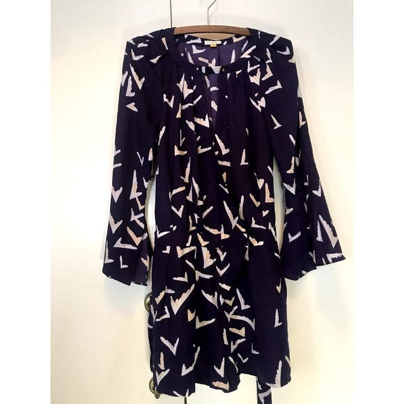 Leifsdottir Romper Scattered Wings Bird Print Pockets Tie Waist Purple 4 - Picture 2 of 11